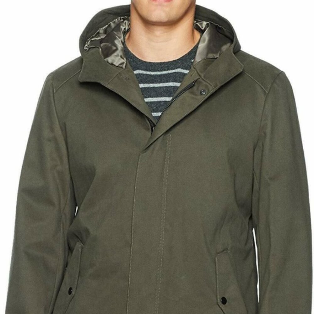Kenneth Cole Coat Hooded Jacket Olive Green Sz M